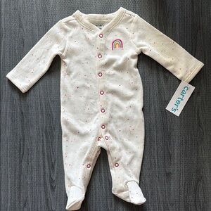 Carter's Cream Footie One Piece with Rainbow Detail